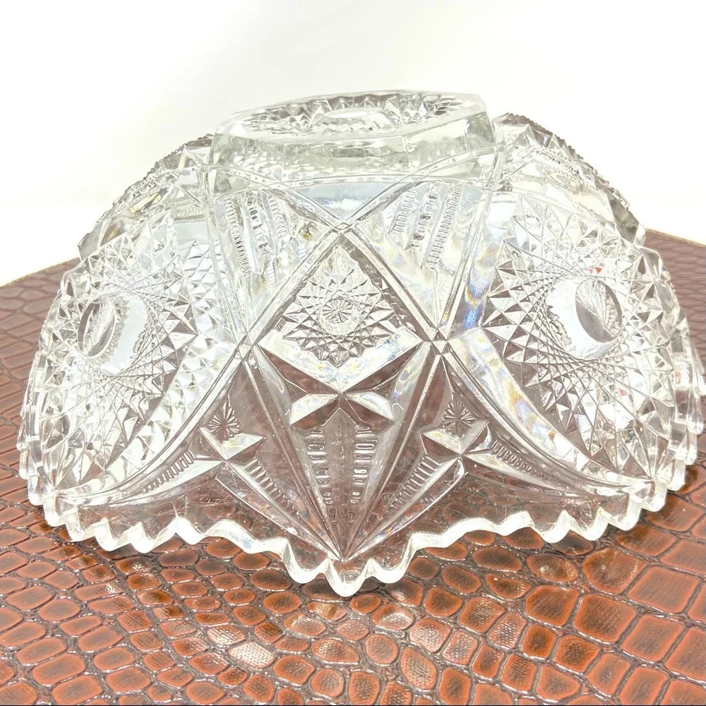 American Brilliant Period Clear Cut Glass Bowl 9.5”
